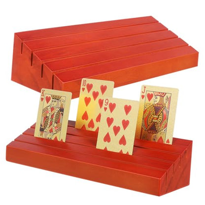 2pcs Wooden Playing Card Holders Base Card Stand for Games Versatile Display for Business and Photos Elegant Design for Ages