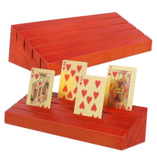 2pcs Wooden Playing Card Holders Base Card Stand for Games Versatile Display for Business and Photos Elegant Design for Ages