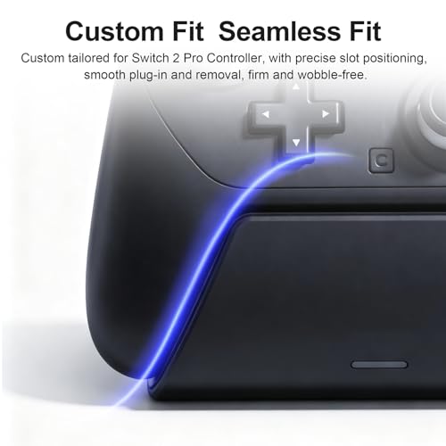 Charging Dock Station with Adapter for Nintendo Switch 2 Pro Controller, Charging Base Stand with Indicator Light Fast Charge & Overcharge Protection Charger Mount Support