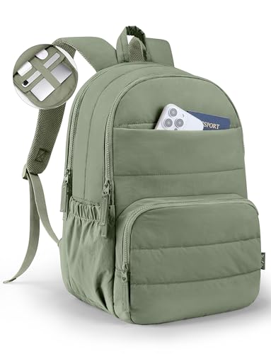 Uselike Travel Backpack for Women, 15.6 Inch Laptop Backpack, Quilted College Bookbag, Cute Work Backpacks, Water Resistant (Sage Green) - color: Sage Green