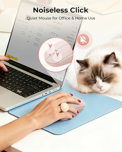 seenda Wireless Mouse for Laptop, 2.4G Noiseless Mouse with USB Receiver - Optical Tracking Portable Computer Mice for Chromebook, PC, Tablet, Windows System, 24 Months Battery Life - Pink - color: Pink