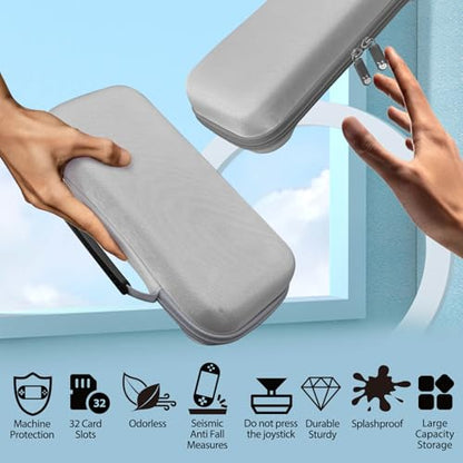 RAVEtone Travel Carrying Case Compatible with Nintendo Switch 2 Model 2025, Large Capacity Premium EVA Portable Hard Shell Pouch Waterproof Game Bag with 32 Game Cartridge Accessories (Gray) - color: Gray, style: Large