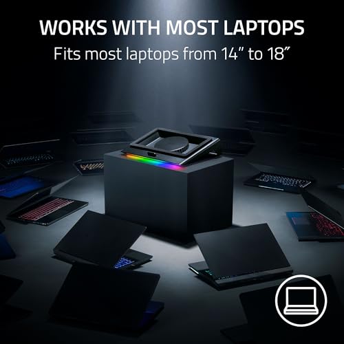 Razer Laptop Cooling Pad Adaptive Smart, Intelligent Fan Control | Airtight Pressure Chamber, Fits Most Laptops & Macbooks 14" to 18", Preset & Custom Fan Curves, 3 Port USB Type A, Chroma RGB