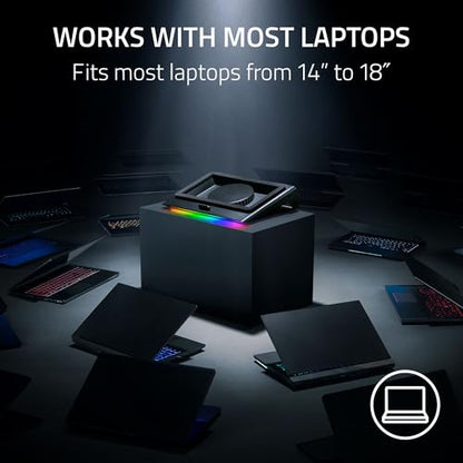 Razer Laptop Cooling Pad Adaptive Smart, Intelligent Fan Control | Airtight Pressure Chamber, Fits Most Laptops & Macbooks 14" to 18", Preset & Custom Fan Curves, 3 Port USB Type A, Chroma RGB