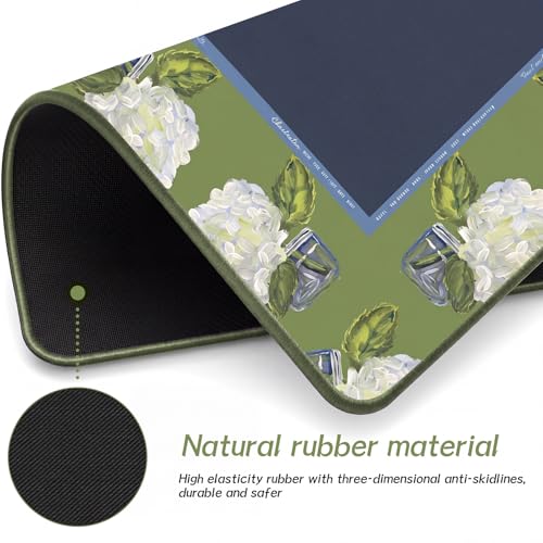 Drydiet Mahjong Mat for Table 31.5 x 31.5 Inch American Mahjong Mat with Carrying Bag, Non-Slip Noise Reduction Table Item for Family Poker Domino Board Game Night & Party Use(White Hydrangea) - style: White Hydrangea