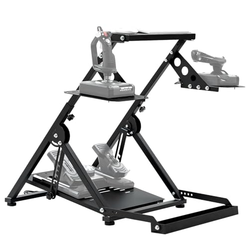 Minneer Flight racing simulator cockpit Foldable Steering Wheel Stand with Seat Fixing Slot, Fits for Logitech/Thrustmaster/Fanatec X56/X52/G29/G923/T248/T300/TSPC game wheel Excluding Wheel, Pedals