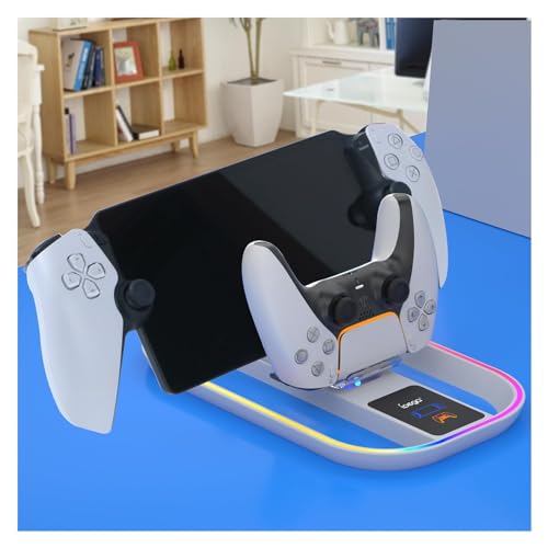PlayStation Portal Charging Dock - Fast Charge for PS Portal Remote Player & PS5 Controller, RGB Light Effects, LED Indicator, USB-C Cable - Gaming Accessories for PlayStation Portal Setup - style: 2-in-1