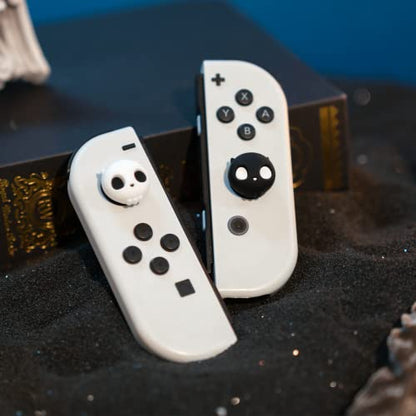 GeekShare Cute Silicone Joycon Thumb Grip Caps, Joystick Cover Compatible with Nintendo Switch / OLED / Switch Lite,4PCS -- Skull (Black & White) - color: Black & White