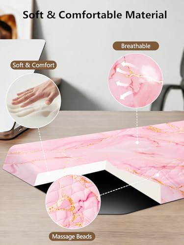 2-in-1 Ergonomic Keyboard Stand with Wrist Rest, Comfy Keyboard Riser Holder with Massage Design, Pink Marble - color: Pink Marble