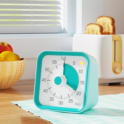 Visual Timer for Kids, Cute Timer with Pause Function, Green | Time Management for Classroom, ADHD, Kitchen, Toddlers, Study, Alarm 3 Volume Levels, Light Indicator, Easy to Use - color: Green