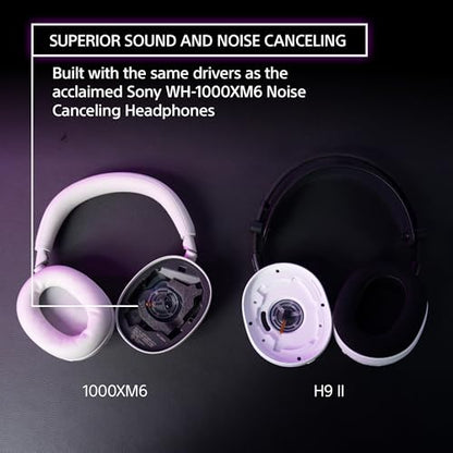 Sony INZONE H9 II Wireless Noise Cancelling Gaming Headset, Black | Lightweight, WH-1000XM6 Drivers, Detachable Cardioid Mic, 2.4GHz/BT/3.5mm, Soft Case, PC/PS5/Switch/Mobile, 30 Hr Battery - color: Black