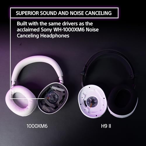Sony INZONE H9 II Wireless Noise Cancelling Gaming Headset, White | Lightweight, WH-1000XM6 Drivers, Detachable Cardioid Mic, 2.4GHz/BT/3.5mm, Soft Case, PC/PS5/Switch/Mobile, 30 Hr Battery - color: White