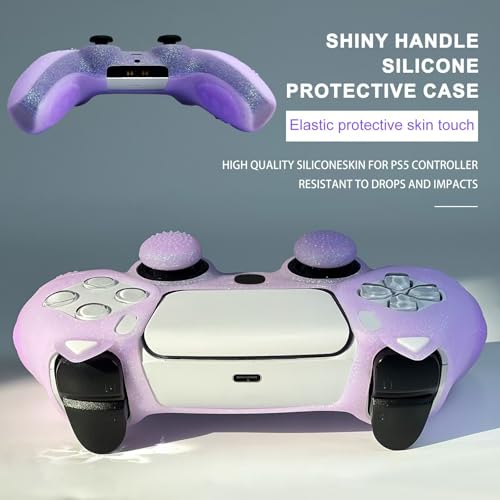 Purple Cat Glitter Anti-Slip Protective Silicone Cover Skin Grips Compatible with PS5/Slim/Pro Controller,8 PCS Glitter Thumb Grips Caps and 2 Paw Grips Caps. (Cat Purple) - color: Cat Purple