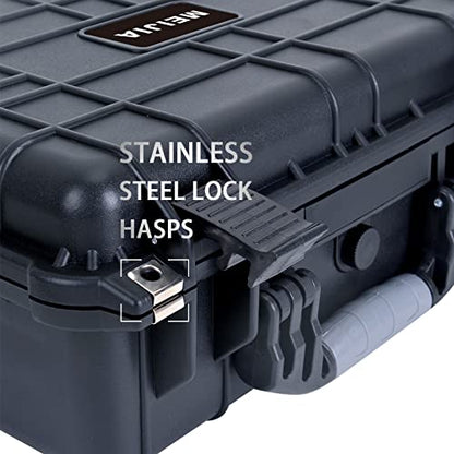 MEIJIA All Weather IP67 Waterproof Hard Camera Case,Hard Protective Case,Hard Case with Customizable Foam,Fit Use of Drones,Camera,Equipments,Pistols(Black,13.35 x11.63x5.98inches) - color: Black, size: 13.35 x11.63x5.98inches