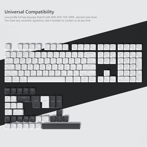 Womier Keycaps, Low Profile Keycaps, Shine Through Key caps Custom | PBT Keyboard Key caps for 60% 65% 75% 80% 100% Cherry Gateron MX Switches Mechanical Keyboard,White Backlight - color: White