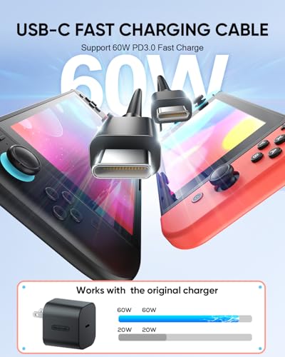 2Pack Fast Charge USB C Cables-5FT/1.5M Cable for Nintendo Switch 2 Adapter