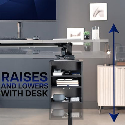 VIVO Black Clamp-on Desk Leg Shelving Unit, Storage Shelves, DESK-SHELF3CL | Multi-Level Storage, Office Accessory Holder for Supplies, Gaming Devices, and More, Workstation Organizer