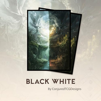 Black White - MTG Card Sleeves, 104ct, Standard Size, Smooth | Perfect for Double Sleeving, Smudge Resistant Matte Back, Standard 66x92mm - Compatible with Magic The Gathering & TCG Cards - color: Black White