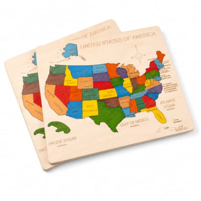 USA Map Wooden Jigsaw Puzzle for Kids | 44 Puzzle Pieces | Learning & Educational Toy Gift for Boys & Girls (ASTM Safety Rating: 3+ Years) - style: USA Map
