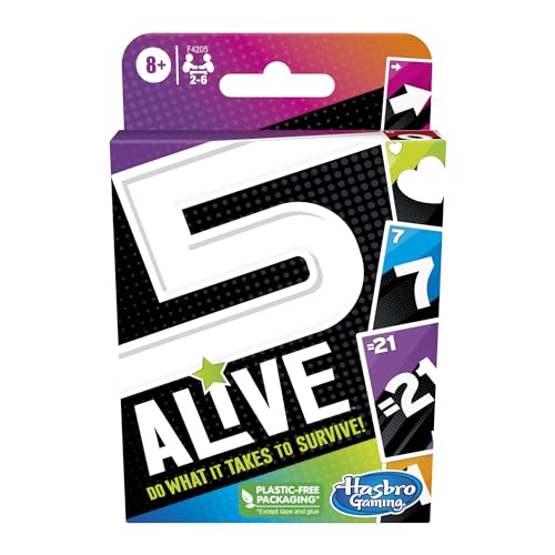 Hasbro Gaming 5 Alive Card Game, Fast-Paced Game for Kids and Families, Easy to Learn, 2 to 6 Players, Fun Summer Activities, Vacation Travel Essentials, Ages 8+ - size: 3.62 inches x 5.62 inches x 0.1 inches