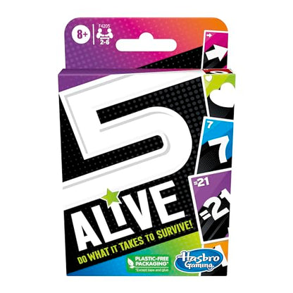 Hasbro Gaming 5 Alive Card Game, Fast-Paced Game for Kids and Families, Easy to Learn, 2 to 6 Players, Fun Summer Activities, Vacation Travel Essentials, Ages 8+ - size: 3.62 inches x 5.62 inches x 0.1 inches