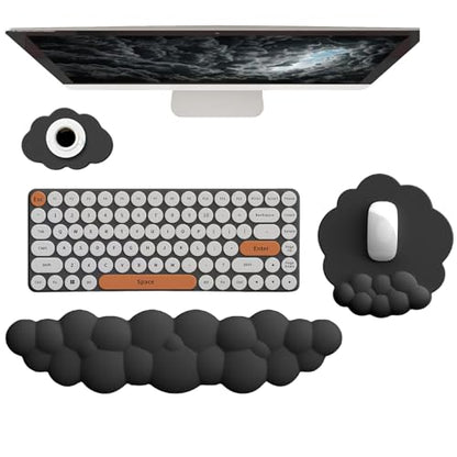 Cloud Wrist Rest Keyboard Ergonomic Wrist Pad for Keyboard and Mouse Coaster Cloud Mouse Pad Set Leather PU Non-Slip Wrist Rest Support for Computer Laptop Gaming Mac Home Office Relief Pain Black - color: 3pcs Leather Black