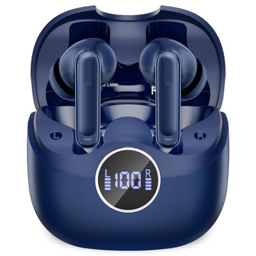 xinwld Adaptive Hybrid Active Noise Canceling 2026 Wireless Earbuds, 6 Mics ENC Clear Call Ear Buds, Hi-Res Audio Deep Bass Bluetooth 5.4 Headphones, 40H Playtime, Wireless Charging, LED, USB-C, Blue - color: Deep Blue