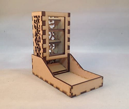 Mini Dice Tower and Tray v5 Clear Acrylic Window Laser Cut MDF Unique Gift