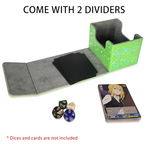 Dmoicols Card Deck Box Holds 100+ Single Sleeved Cards,Laser Sparkly Material Card Storage Box Horizontal,MTG Commander Deck Box with 2 Dividers fit TCG CCG Magic Cards (Sparkly Cyan Piece) - color: Sparkly Cyan Piece