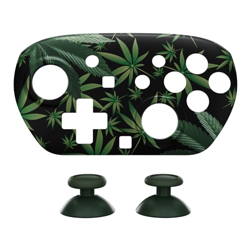 eXtremeRate DIY Replacement Faceplate Shell for Nintendo Switch 2 Pro Controller, Custom Front Housing Case, Thumbsticks and Screwdriver Tools for Switch 2 Pro Controller - Green Weeds - color: Green Weeds