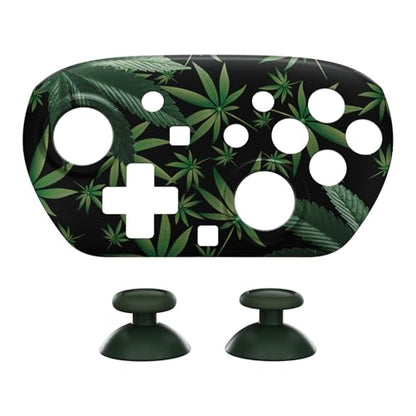 eXtremeRate DIY Replacement Faceplate Shell for Nintendo Switch 2 Pro Controller, Custom Front Housing Case, Thumbsticks and Screwdriver Tools for Switch 2 Pro Controller - Green Weeds - color: Green Weeds