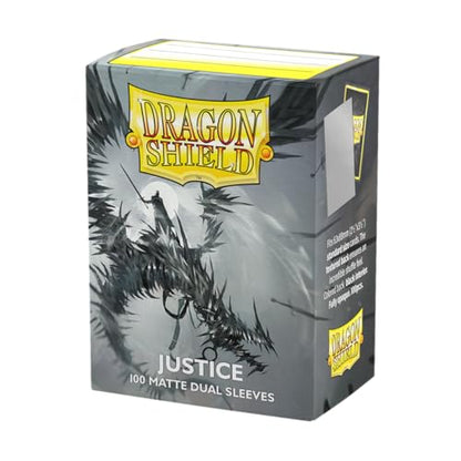 Dragon Shield | Matte Dual Standard Size Card Sleeves | 100 CT - Smooth & Tough Premium TCG Sleeves - Compatible with Pokemon, Flesh & Blood, One Piece & Magic the Gathering | Justice - color: Silver