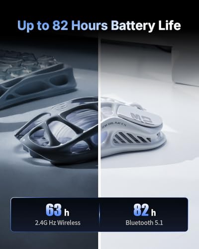 GravaStar Mercury M2 Wireless Gaming Mouse with 26,000 DPI, PAW3395DM Sensor -79g Lightweight Hollowed-Out Design -5 Programmable Buttons -5 Dynamic Lightsync RGB (White) - color: White