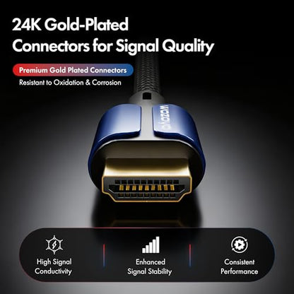 HDMI Cable V2.0 with Ethernet, Ultra HD 3D/4K@60Hz, 9.9 Feet, 18Gbps Transmission Speed, HDR, Dolby Atmos, Compatible with All HDMI Devices Laptop Desktop TV Set-top Box Gaming Console - color: Blue, size: 9.9 Feet