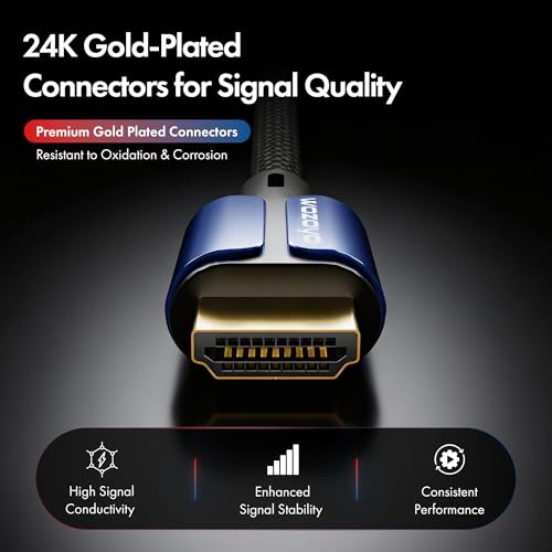 HDMI Cable V2.1 with Ethernet, 8k@60Hz,4K@120Hz UHD Resolution,6.6 Feet Braided, 48 Gbps Transfer Ultra high Speed,HDR/HDR10/Dolby Vision,Dolby Atmos and DTS:X,Compatible with All HDMI Devices