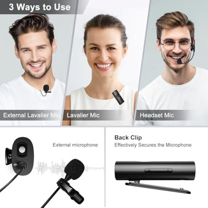 KIMAFUN Wireless Lavalier Microphone System, Wireless 2.4GHz Lapel Mics Handheld Mic 2 in 1 for Teaching, Teachers, Speech, Tour Guiding, Speaker, Amplifier, PA System, Broadcast, KM-G70(1TX1RX) - size: 1TX+1RX