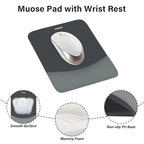 MOSISO Wrist Rest Support Mouse Pad & Keyboard Set, Slate Gray | Rectangular Ergonomic Mousepad, Non-Slip Base, Home/Office Pain Relief & Easy Typing, Neoprene Cloth & Raised Silicone Lining - color: Slate Gray