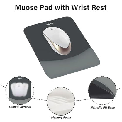 MOSISO Wrist Rest Support Mouse Pad & Keyboard Set, Slate Gray | Rectangular Ergonomic Mousepad, Non-Slip Base, Home/Office Pain Relief & Easy Typing, Neoprene Cloth & Raised Silicone Lining - color: Slate Gray