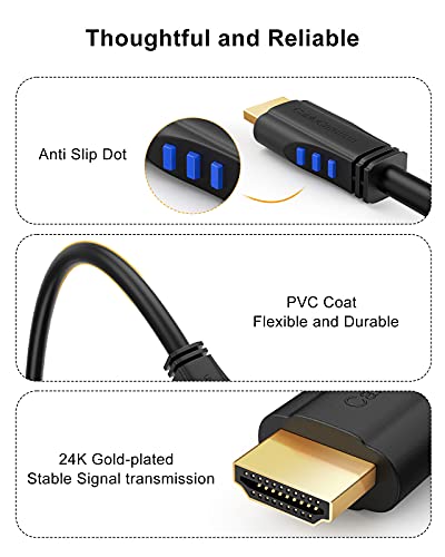CableCreation 4K HDMI Cable 6ft Down Angle 90 Degree Right Angle, Support 4K@60Hz Ultra HD 3D Video, Male to Male Black HDMI Cable for TV, PC, Gaming and More - size: 6FT, style: Down Angle