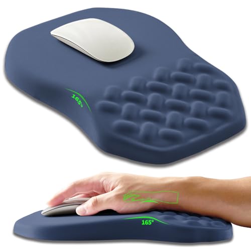 Ergonomic Slope Mouse Pad Wrist Support, Wrist Rest Mousepad for Carpal Tunnel Pain Relief with Massage Bulge and Slow Rebound Memory Foam (12x8 inch, Deep Blue) - color: Am027-deep Blue