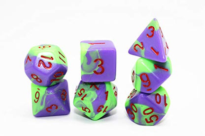 DND Dice Set Purple & Green RPG Polyhedral Dice Fit Dungeons and Dragons(D&D) Pathfinder MTG Tabletop Role Playing Game 7-Die Dice Set - color: Green&purple