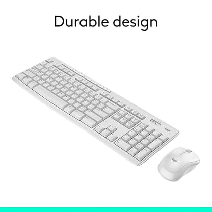 Logitech MK270 Full Size Wireless Keyboard and Mouse Combo - Off White | Full size keyboard with spill-resistant design, compact ambidextrous mouse, connect via single included USB-A Nano Receiver - color: Off White, size: 1 Pack, style: Combo