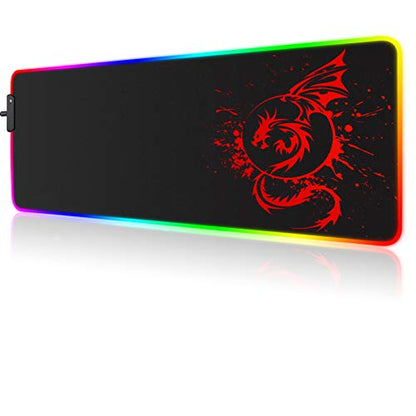 RGB Gaming Mouse Pad, Large Extended Glowing Led Mousepad with 15 Lighting Modes and USB,Smooth Surface Waterproof Gamer Mouse Mat for Gaming, Macbook, PC, Laptop, Desk 31.5 X 12 Inch (Red)