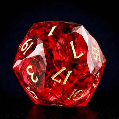 Multifaceted DND Single D20 Dice Resin Sharp Edge 20 Sided D&D Dice, 22Mm Handmade Polyhedral for Dungeons and Dragons, RPG, Roleplaying MTG Table Games - color: D20-red Dark