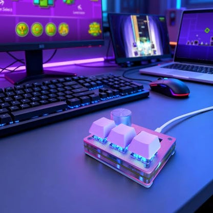 O3C Rapid Trigger Keyboard With Hall Magnetic Switch For OSU Geometry Dash | Rhythm Games,with Knob and Screen,Copy Paste,Shotcut,Macro Hotswap Mini Keypad Magnetic Linear Switches - color: Pink, size: Outemu Pink Switch