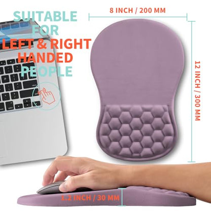 Ergonomic Mouse Pad Wrist Support with Memory Foam Massage Bulge, Carpal Tunnel Pain Relief Mousepad Wrist Rest for Mouse(12x8 inch, Purple) - color: Kg024-purple
