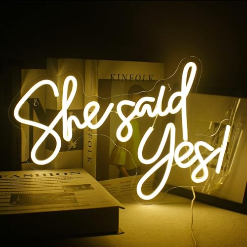 She Said Yes Neon Sign Warm White LED Word Neon Lights for Wall Decor Proposal Decorations USB Letter Neon Light Signs for Bachelorette Engagement Party Bridal Shower Romantic Night - color: Colorful-G-she said yes