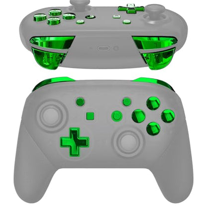 eXtremeRate Chrome Green Repair ABXY D-pad ZR ZL L R Keys for Nintendo Switch Pro Controller, Glossy DIY Replacement Full Set Buttons with Tools for Nintendo Switch Pro - Controller NOT Included - color: Chrome Green