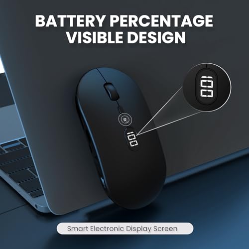 MAGIC-REFINER X1 Wireless Computer Mouse with Battery Level Visible, Black | 2.4G Portable, Ultra Slim USB Mouse, Silent Click, 1600 DPI for Win/Mac/PC/Laptop/Computer/Office/Travel - color: Black
