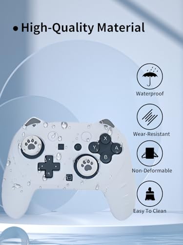 Case for Nintendo Switch 2 Pro Controller,UYRUREL Premium Sillence Material,Shock-Absorbing and Anti Drop Protection Soft Shell,with Stickers and Thumb Grips,Gray. - color: Gray